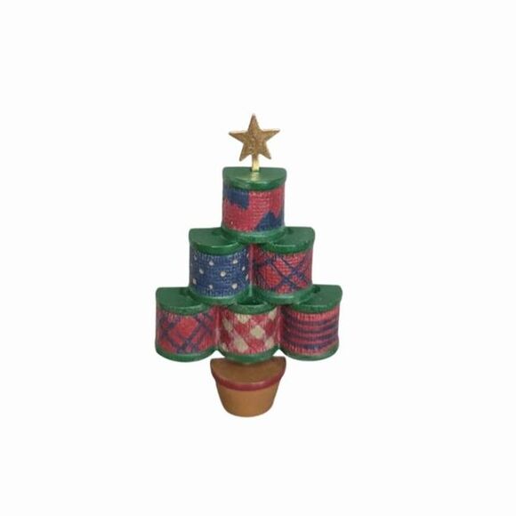 Vintage Hallmark Holiday Brooch Pin Sewing Spools Christmas Nostalgic - Picture 1 of 4